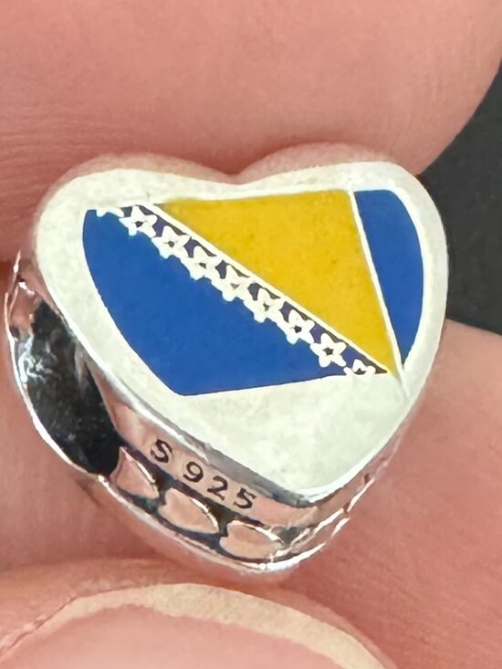 Pandora Jewelry - Authentic Pandora Bosnia and Herzegovina Flag Exclusive Pendant